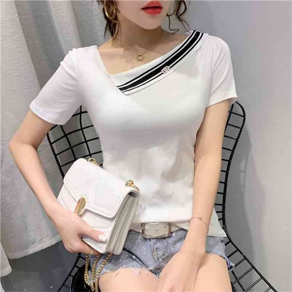 women's summer t-shirts v-neck half-sleeved sriped hollow irregular tees sailor collar female woman pl012 210506, White
women's summer t-shirts v-neck half-sleeved sriped hollow irregular tees sailor collar female woman pl012 210506, White