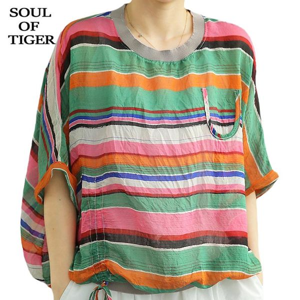 women's blouses & shirts soul of tiger summer 2021 japan style womens color stripe causal ladies cotton linen loose o-neck vintage, White
women's blouses & shirts soul of tiger summer 2021 japan style womens color stripe causal ladies cotton linen loose o-neck vintage, White