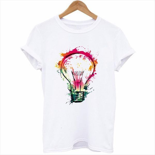 colorful light bulb print women t shirt short sleeve o neck loose ladies summer fashion tee clothes, White
colorful light bulb print women t shirt short sleeve o neck loose ladies summer fashion tee clothes, White