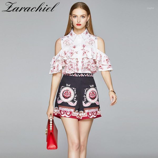 runway designer summer shorts set women off shoulder ruffles pink flower print shirt + wide leg female two piece dress, White
runway designer summer shorts set women off shoulder ruffles pink flower print shirt + wide leg female two piece dress, White