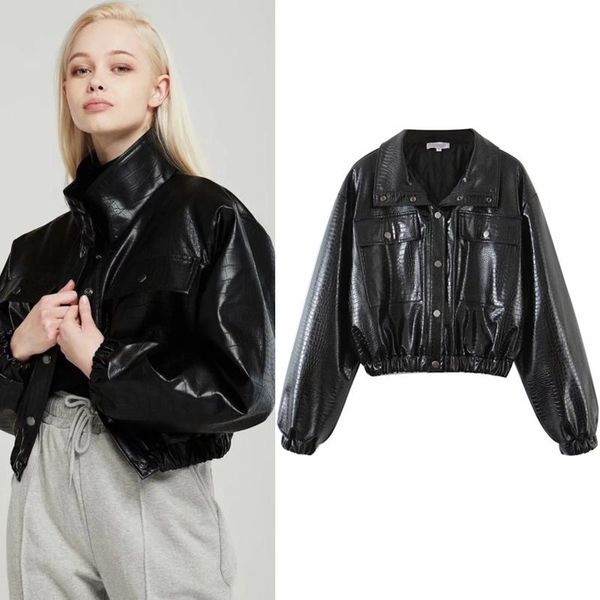 women's leather & faux pu moto biker jackets with pockets button down up long sleeve casual short coats windbreaker outerwear clothes, Black
women's leather & faux pu moto biker jackets with pockets button down up long sleeve casual short coats windbreaker outerwear clothes, Black