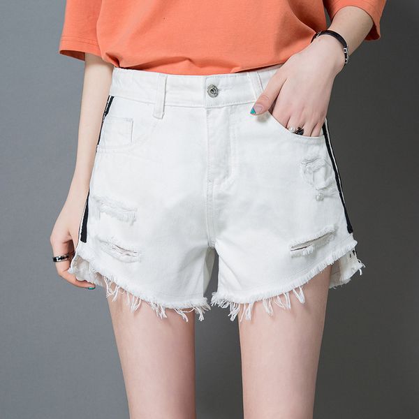 women's shorts 2021 spring and summer new hole wide leg casual versatile jeans pants 0765, White;black
women's shorts 2021 spring and summer new hole wide leg casual versatile jeans pants 0765, White;black