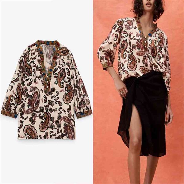 paisley print summer blouse women long puff sleeve v neck vintage loose feminine fashion button up pleated shirt 210524, White
paisley print summer blouse women long puff sleeve v neck vintage loose feminine fashion button up pleated shirt 210524, White
