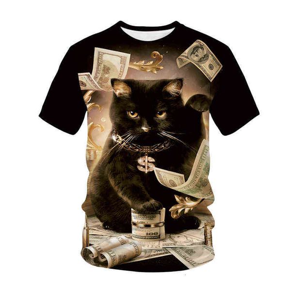 women's t-shirt 3d cat pullover short sleeve youth loose collar casual men's t-shirt, White
women's t-shirt 3d cat pullover short sleeve youth loose collar casual men's t-shirt, White