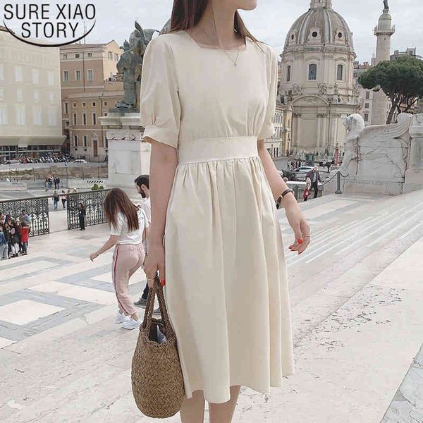 french style women elegant square collar high waist cotton and linen fashion summer short sleeve solid dress vestidos 9675 210417, Black;gray
french style women elegant square collar high waist cotton and linen fashion summer short sleeve solid dress vestidos 9675 210417, Black;gray