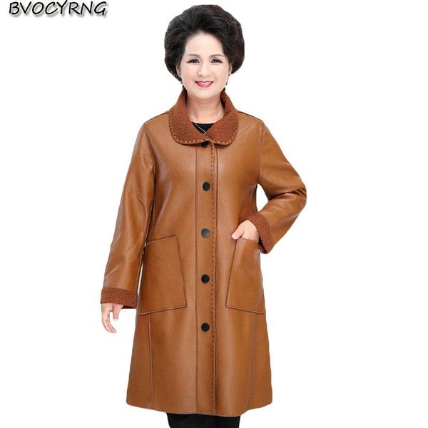 women's leather & faux 2021 autumn winter women plus size jacket middle-aged velvet thick female skin coat long loose warm pu parka, Black
women's leather & faux 2021 autumn winter women plus size jacket middle-aged velvet thick female skin coat long loose warm pu parka, Black