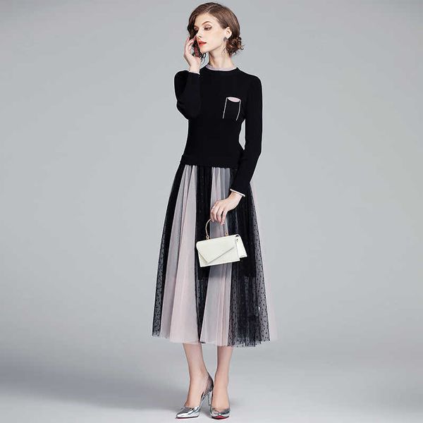 fashion women dress pleated sweater knit lace s es plus size lady mesh stretch midi long es 210604, Black;gray
fashion women dress pleated sweater knit lace s es plus size lady mesh stretch midi long es 210604, Black;gray