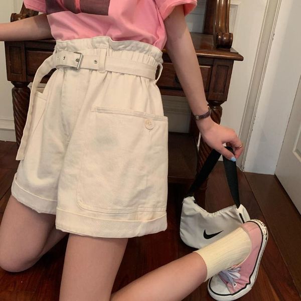 women's jeans women beige short wide hem high elastic waist big pockets loose denim pants for lady, Blue
women's jeans women beige short wide hem high elastic waist big pockets loose denim pants for lady, Blue