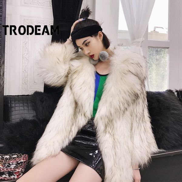 women's fur & faux trodeam 2021 fashion winter imitation mid-length coat turn down collar high street trendy warm jackets women, Black
women's fur & faux trodeam 2021 fashion winter imitation mid-length coat turn down collar high street trendy warm jackets women, Black