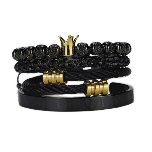 4pcs/set adjustable cuff braid stainless steel bangle luxury king crown men bracelet beads bracelets & bangles for men jewelry 210910, Golden;silver
4pcs/set adjustable cuff braid stainless steel bangle luxury king crown men bracelet beads bracelets & bangles for men jewelry 210910, Golden;silver