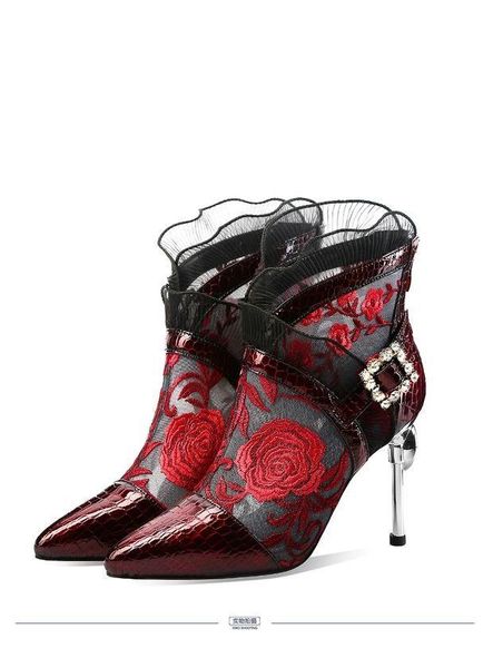 summer ankle boots women's thin heeled crystal embroidered lace mesh pointed high heels elegant sandal sandals, Black
summer ankle boots women's thin heeled crystal embroidered lace mesh pointed high heels elegant sandal sandals, Black