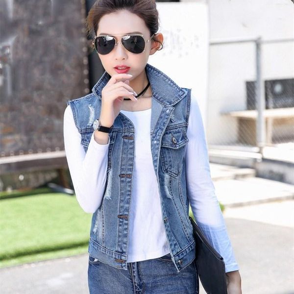 women's vests women sleeveless denim vest female casual hole slim waistcoat spring summer short jeans coats, Black;white
women's vests women sleeveless denim vest female casual hole slim waistcoat spring summer short jeans coats, Black;white