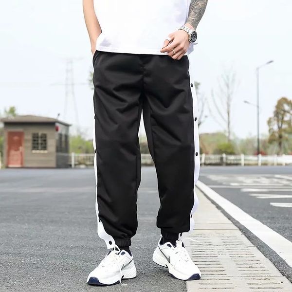 men's sports pants summer side-breasted casual buttoned long loose-fitting basketball full row training, Black
men's sports pants summer side-breasted casual buttoned long loose-fitting basketball full row training, Black