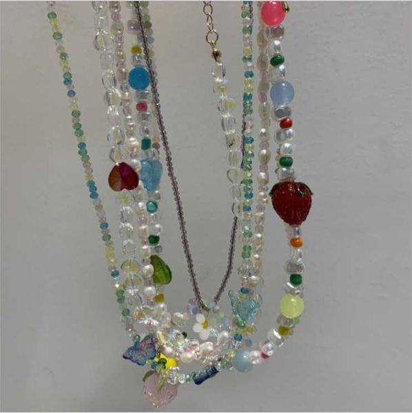 chains ins style mix and match strawberry crystal pearl necklace design handmade bead string temperament butterfly flower, Silver
chains ins style mix and match strawberry crystal pearl necklace design handmade bead string temperament butterfly flower, Silver