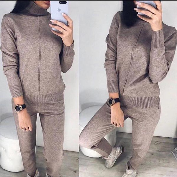 women's tracksuits women suit track costume two pieces sets autumn winter turtleneck pullovers long knitted pants suits outfits for, Gray
women's tracksuits women suit track costume two pieces sets autumn winter turtleneck pullovers long knitted pants suits outfits for, Gray