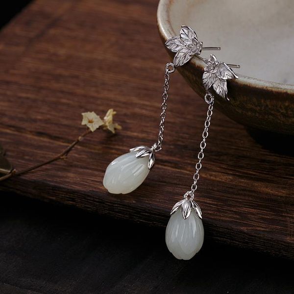 dangle & chandelier original design natural hetian jade magnolia long earrings chinese style retro elegant light luxury charm women's s, Silver
dangle & chandelier original design natural hetian jade magnolia long earrings chinese style retro elegant light luxury charm women's s, Silver