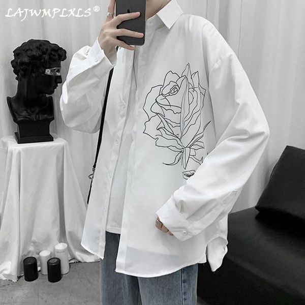 men's casual shirts arrival vintage flower print men blouses korean streetwear long sleeve turn-down collar harajuku blusas mujer, White;black
men's casual shirts arrival vintage flower print men blouses korean streetwear long sleeve turn-down collar harajuku blusas mujer, White;black