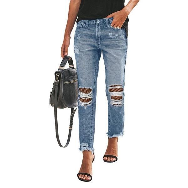 women's jeans fashion casual -selling solid color high street clothing ripped water wash patch slim donsignet, Blue
women's jeans fashion casual -selling solid color high street clothing ripped water wash patch slim donsignet, Blue