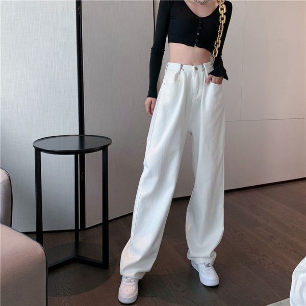 2011high waist black white jeans for women fashion wide leg denim streetwear vintage mom jeans harajuku boyfriend straight pants, Blue
2011high waist black white jeans for women fashion wide leg denim streetwear vintage mom jeans harajuku boyfriend straight pants, Blue