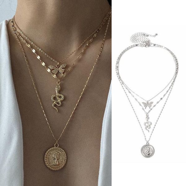 pendant necklaces cute butterfly multilayer women punk clavicle chain geometric jewelry birthday party gifts, Silver
pendant necklaces cute butterfly multilayer women punk clavicle chain geometric jewelry birthday party gifts, Silver