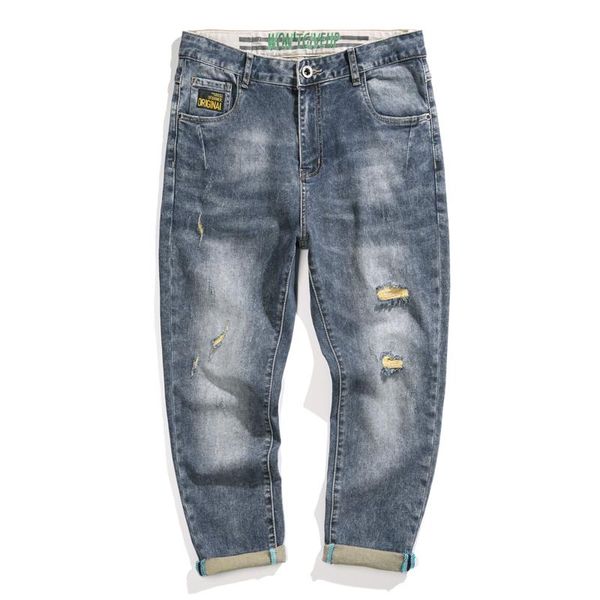 men's jeans riped men harem pants cropped trousers blue stretchy destroyed hip hop capri-pants distressed clothing 2021 summer
men's jeans riped men harem pants cropped trousers blue stretchy destroyed hip hop capri-pants distressed clothing 2021 summer