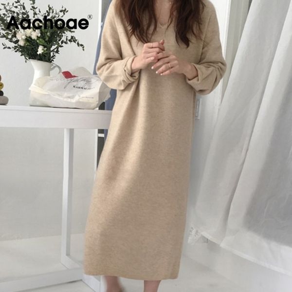 loose casual knitted sweater dress women autumn v neck solid long dress 2021 ladies long sleeve elegant dresses vestidos, Black;white
loose casual knitted sweater dress women autumn v neck solid long dress 2021 ladies long sleeve elegant dresses vestidos, Black;white