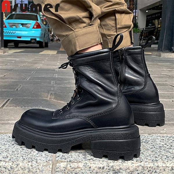 boots asumer 2021 genuine leather shoes women motorcycle square toe zip thick bottom casual ankle, Black
boots asumer 2021 genuine leather shoes women motorcycle square toe zip thick bottom casual ankle, Black