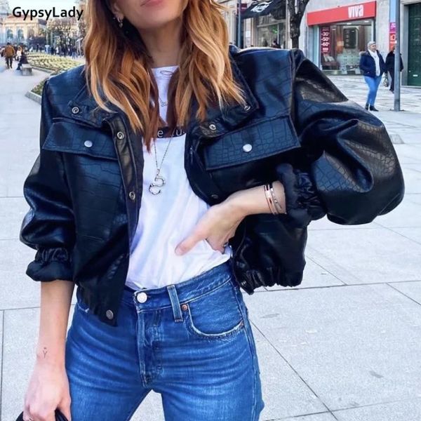 women's jackets gypsylady faux leather jacket cropped pu black python autumn winter pockets bomber women parkas coats, Black;brown
women's jackets gypsylady faux leather jacket cropped pu black python autumn winter pockets bomber women parkas coats, Black;brown