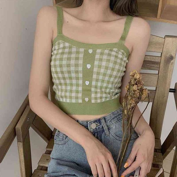 summer girls plaid crop sleeveless knitted crop female button up straps camisoles cute for women, White
summer girls plaid crop sleeveless knitted crop female button up straps camisoles cute for women, White