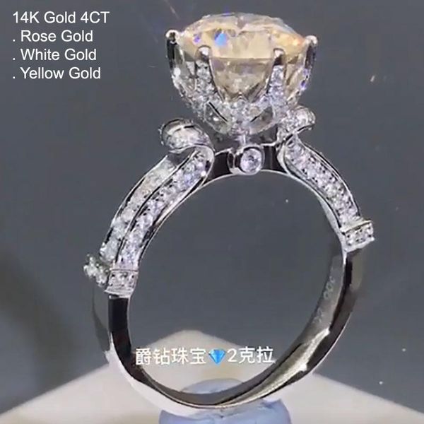 white gold 4 moissanite diamond ring women round crown vintage wedding party engagement anniversary ct d color cluster rings, Golden;silver
white gold 4 moissanite diamond ring women round crown vintage wedding party engagement anniversary ct d color cluster rings, Golden;silver