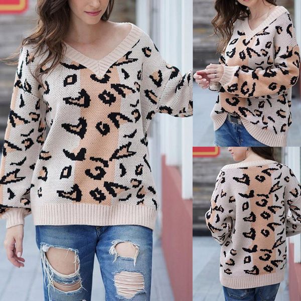 women's sweaters women sweater v-neck fashion leopard print winter knit patchwork long sleeves loose large size pullover #45, White;black
women's sweaters women sweater v-neck fashion leopard print winter knit patchwork long sleeves loose large size pullover #45, White;black