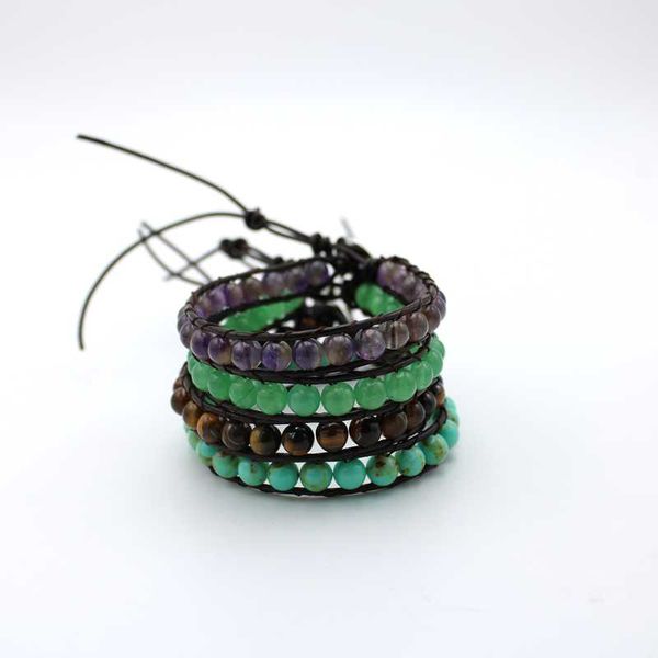european and american -selling woven leather rope wrapped around an adjustable green stone bracelet for men beaded, strands, Black
european and american -selling woven leather rope wrapped around an adjustable green stone bracelet for men beaded, strands, Black