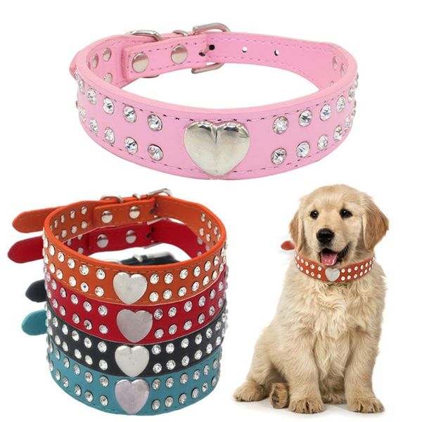 dog collars & leashes pu leather pet collar rhinestone adjustable neck strap with metal buckle heart puppy cat belt supplies
dog collars & leashes pu leather pet collar rhinestone adjustable neck strap with metal buckle heart puppy cat belt supplies