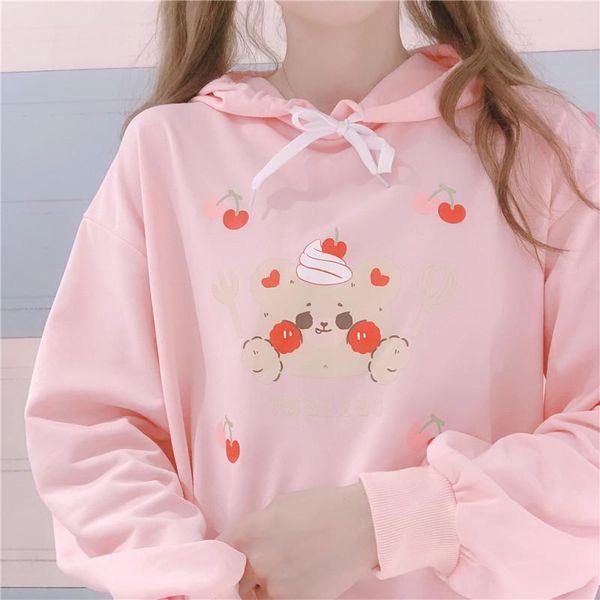 women's hoodies & sweatshirts autumn 2021 small fresh sweet lovely cherry bear pattern japanese mori girl student kawaii pullover sweat, Black
women's hoodies & sweatshirts autumn 2021 small fresh sweet lovely cherry bear pattern japanese mori girl student kawaii pullover sweat, Black