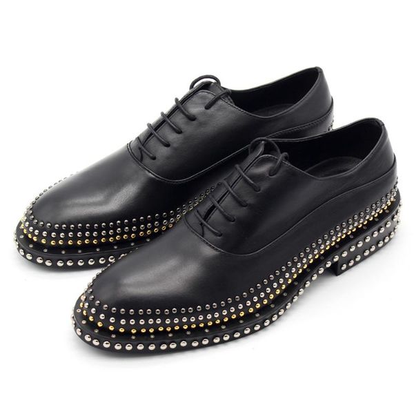 dress shoes punk style rivets brogue flats cow genuine leather men oxfords formal business spring fall sapatos, Black
dress shoes punk style rivets brogue flats cow genuine leather men oxfords formal business spring fall sapatos, Black