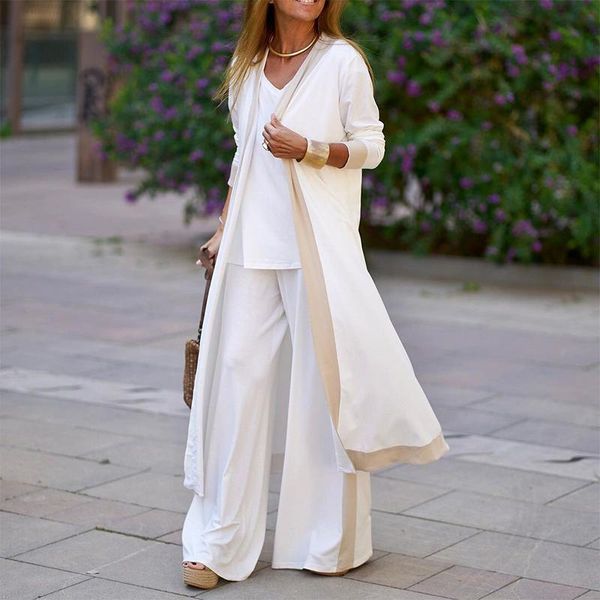 women's two piece pants lady patchwork cardigan suit elegant suspenders straight leg long coat three-piece sets women autumn casual loo, White
women's two piece pants lady patchwork cardigan suit elegant suspenders straight leg long coat three-piece sets women autumn casual loo, White