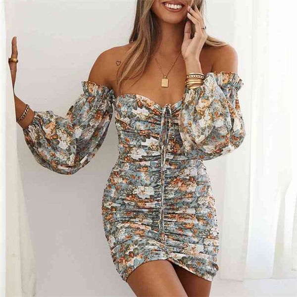 women summer print mini pencil dress long sleeve strapless off shoulder female elegant fashion street dresses vestidos 210513, White
women summer print mini pencil dress long sleeve strapless off shoulder female elegant fashion street dresses vestidos 210513, White