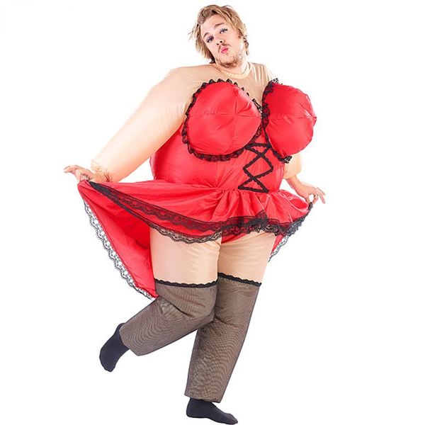 mascot costumes inflatable ladies clothing new funny waitress waitress nightclub party vacation wear inflatable clothes, Red;yellow