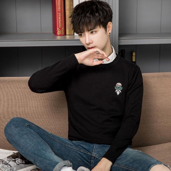 men's sweaters high-end pullover sweater jacket autumn winter fashion embroidery round-necked youth, White;black
men's sweaters high-end pullover sweater jacket autumn winter fashion embroidery round-necked youth, White;black