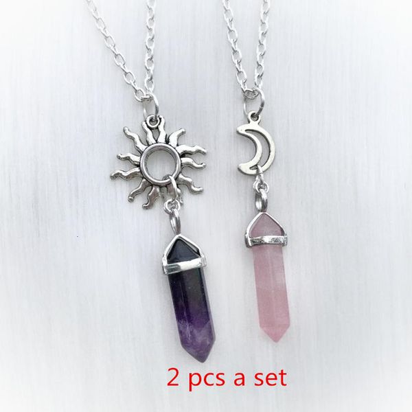 necklaces pendants 2pcs natural stone hexagonal column crystal pendant sun and moon charm friends jewelry purple pink bullet women gift, Silver
necklaces pendants 2pcs natural stone hexagonal column crystal pendant sun and moon charm friends jewelry purple pink bullet women gift, Silver