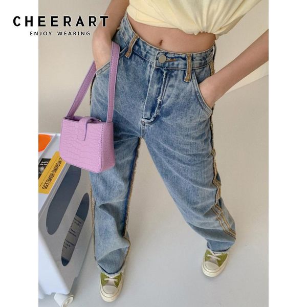 women's jeans cheerart summer denim trousers blue straight leg woman high waist long pants pocket ripped women clothing 2021
women's jeans cheerart summer denim trousers blue straight leg woman high waist long pants pocket ripped women clothing 2021