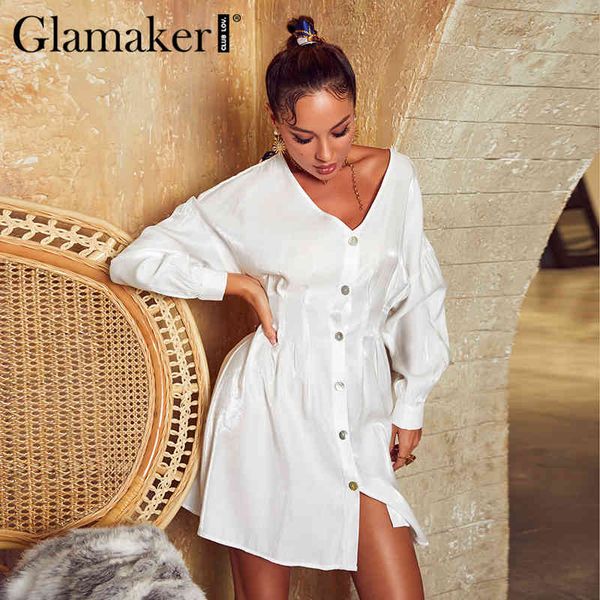 glamaker white long sleeve v neck dress women fashion autumn draped office shirt mini dress elegant soft party club dress 210414, Black;gray
glamaker white long sleeve v neck dress women fashion autumn draped office shirt mini dress elegant soft party club dress 210414, Black;gray