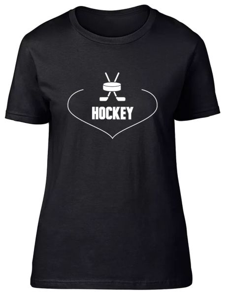 love hockey fitted womens ladies t shirt, White;black 
love hockey fitted womens ladies t shirt, White;black