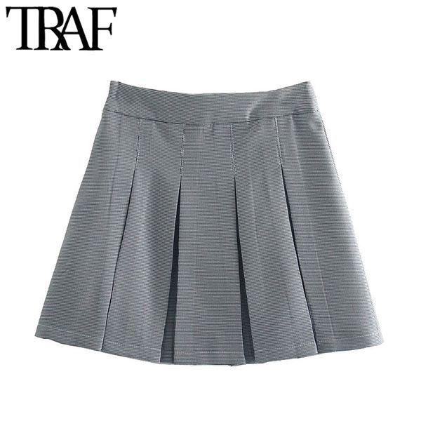 traf women chic fashion houndstooth pleated mini skirt vintage high waist side zipper female skirts mujer 210415, Black
traf women chic fashion houndstooth pleated mini skirt vintage high waist side zipper female skirts mujer 210415, Black