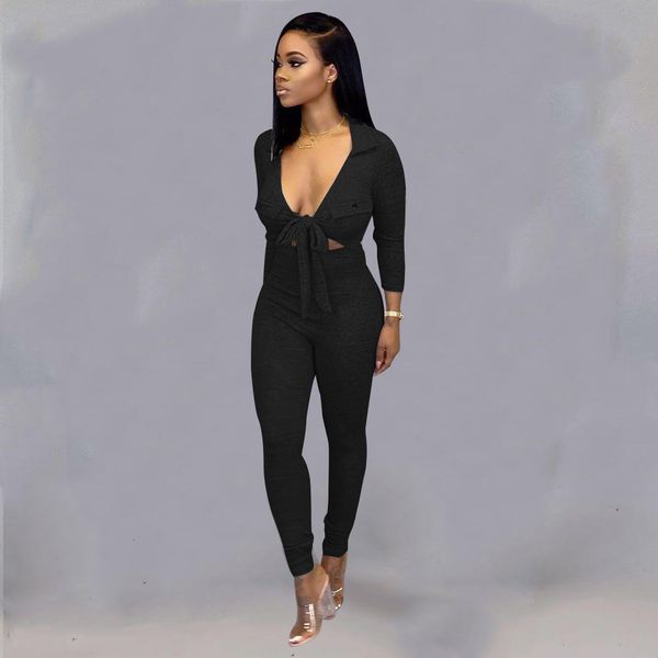 fall winter cotton women ny jumpsuits deep v neck long sleeves bow hollow out elegant lady party rompers pants, Black;white 
fall winter cotton women ny jumpsuits deep v neck long sleeves bow hollow out elegant lady party rompers pants, Black;white