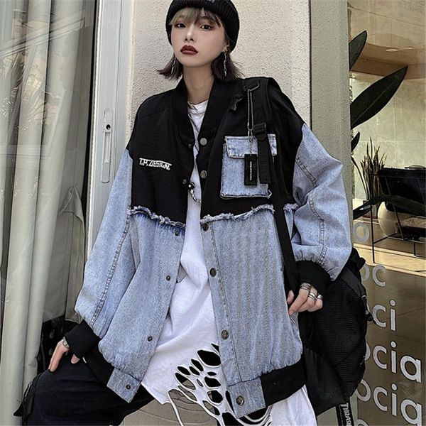 women's jackets 2021 spring fashion loose large size stand-up collar style stitching letter embroidery casual denim jacket female trend, Black;brown
women's jackets 2021 spring fashion loose large size stand-up collar style stitching letter embroidery casual denim jacket female trend, Black;brown