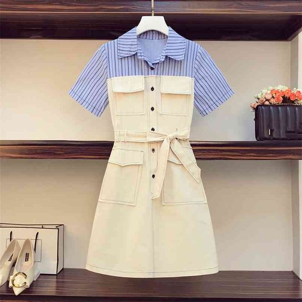 fashion striped stitching fake two single-breasted a-line dress for women summer casual safari style knee-length shirt 210602, White
fashion striped stitching fake two single-breasted a-line dress for women summer casual safari style knee-length shirt 210602, White