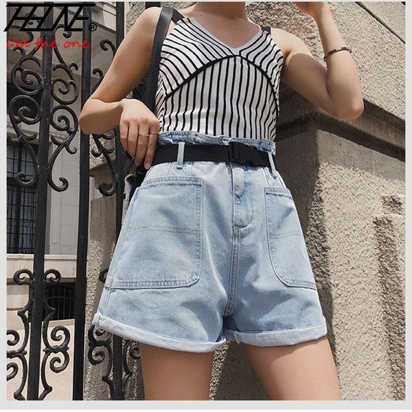 women's jeans summer shorts denim high waisted with belt loose short women pockets casual, Blue
women's jeans summer shorts denim high waisted with belt loose short women pockets casual, Blue