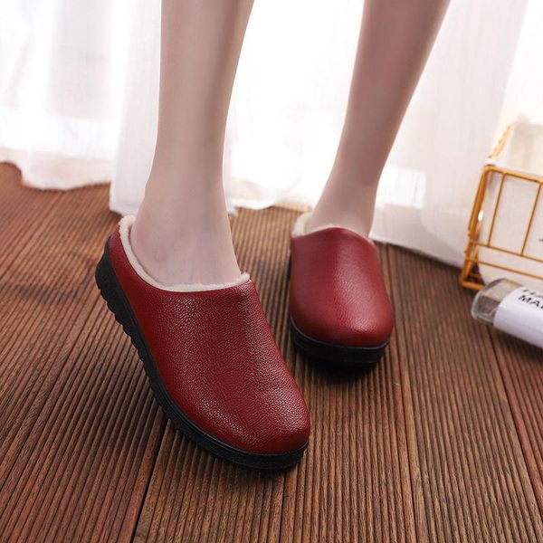 women winter shoes cotton mules slippers girls pu leather fluffy waterproof comfortable soft sole home indoor red slip on, Black
women winter shoes cotton mules slippers girls pu leather fluffy waterproof comfortable soft sole home indoor red slip on, Black