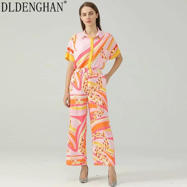 women's two piece pants dldenghan summer high street print chiffon two-piece suit lapel short sleeve pocket shirt + elastic waist long, White
women's two piece pants dldenghan summer high street print chiffon two-piece suit lapel short sleeve pocket shirt + elastic waist long, White